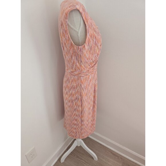 Alex Marie Carmen Orange Knit Ruched Cap Sleeves Sheath V-Neck Lined Dress 8 M - Picture 6 of 14